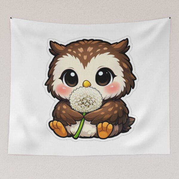 Item preview, Cute Baby Owl Holding White Dandelion designed and sold by Owcomm.