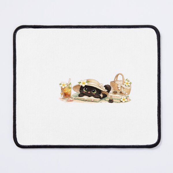 Item preview, Cute Summer Reading Black Cat designed and sold by AuudiVasustudio.