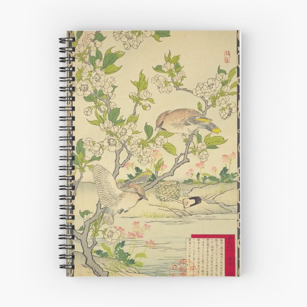 Item preview, Japanese Waxwing and Pear Blossom - Bairei Kono Vintage Art No. 28 designed and sold by UkiyoInkStudio.