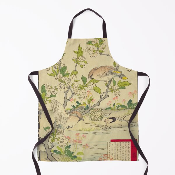 Item preview, Japanese Waxwing and Pear Blossom - Bairei Kono Vintage Art No. 28 designed and sold by UkiyoInkStudio.