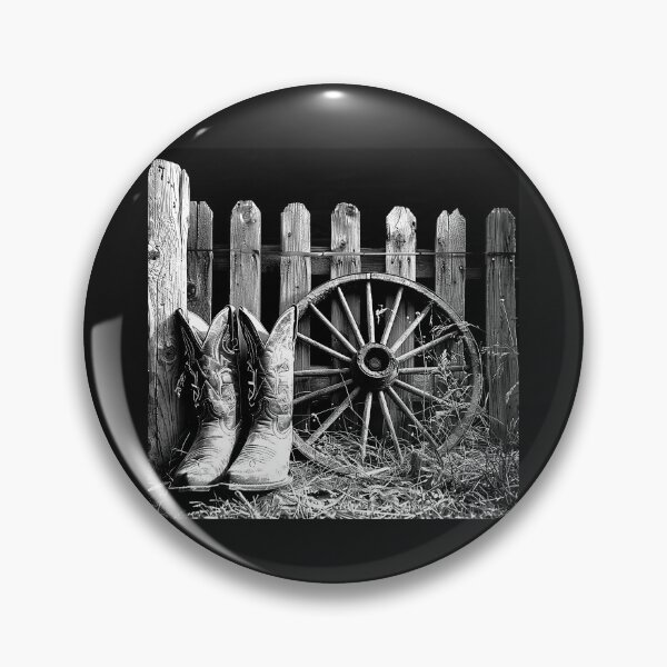 Item preview, Vintage Cowboy Boots and Wagon Wheel – Rustic Western Farmhouse Art designed and sold by inkoutninja.