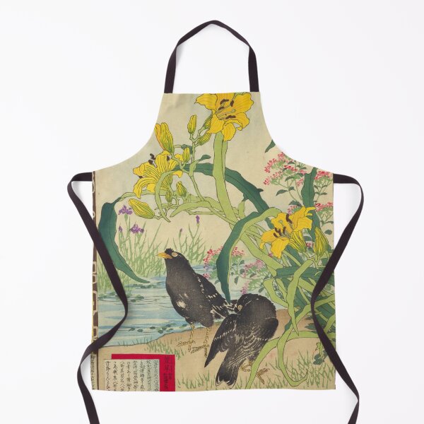 Item preview, Japanese Crested Myna and Daylily - Bairei Kono Vintage Art No. 30 designed and sold by UkiyoInkStudio.