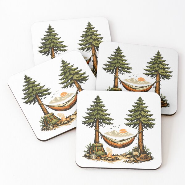 Item preview, Hammock between two evergreen trees designed and sold by Daily Quirk.