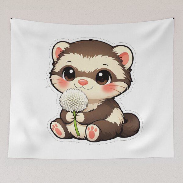 Item preview, Cute Ferret Holding A White Dandelion designed and sold by Owcomm.