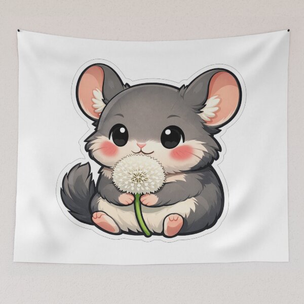 Item preview, Cute Little Chinchilla Holding A Dandelion designed and sold by Owcomm.
