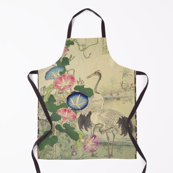 Item preview, Japanese Crane and Morning Glory - Bairei Kono Vintage Art No. 32 designed and sold by UkiyoInkStudio.