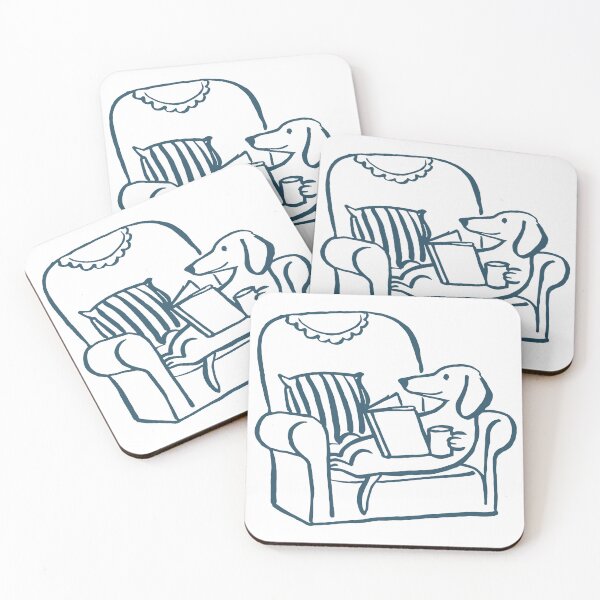 Item preview, Cozy Reading Dachshund Doodle Art designed and sold by evrakursaine32.