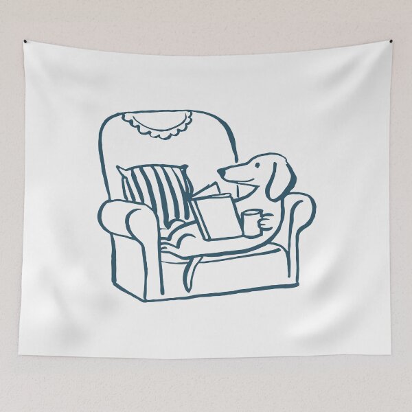 Item preview, Cozy Reading Dachshund Doodle Art designed and sold by evrakursaine32.