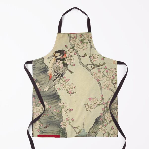 Item preview, Japanese Woodpecker and Weeping Cherry - Bairei Kono Vintage Art No. 33 designed and sold by UkiyoInkStudio.