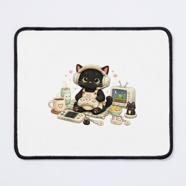 Item preview, Cute Black Cat Gamer Setup designed and sold by AuudiVasustudio.