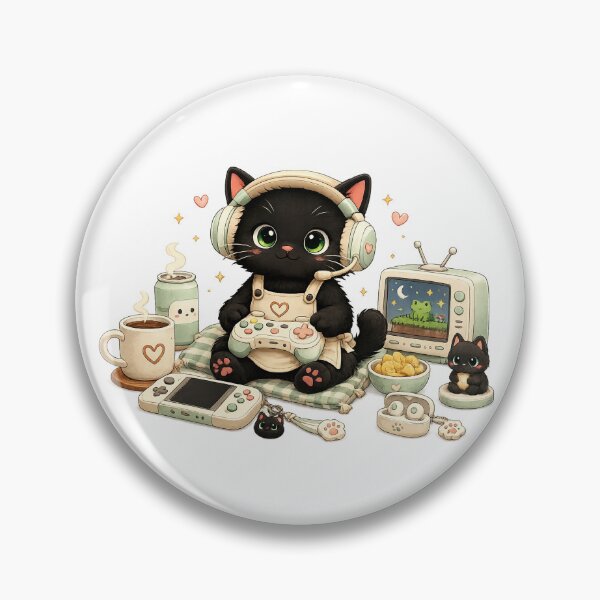 Item preview, Cute Black Cat Gamer Setup designed and sold by AuudiVasustudio.
