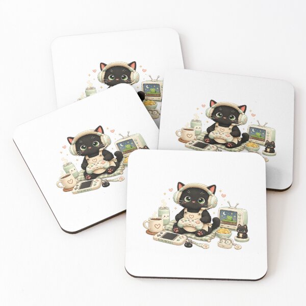 Item preview, Cute Black Cat Gamer Setup designed and sold by AuudiVasustudio.