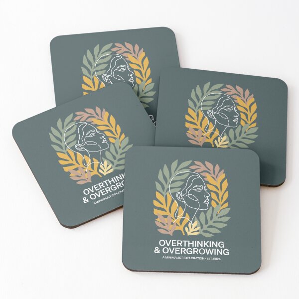 Item preview, Overthinking And Overgrowing Line Art Face Botanical Leaves Minimal designed and sold by SplashTastic.