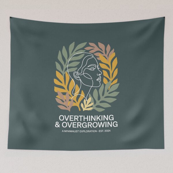 Item preview, Overthinking And Overgrowing Line Art Face Botanical Leaves Minimal designed and sold by SplashTastic.