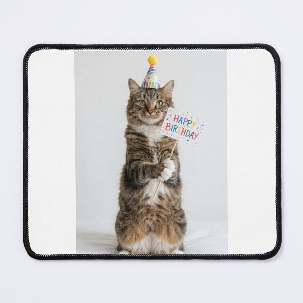 Item preview, Cat happy birthday placard placards cute kawaii party hat adorable meme memes designed and sold by CheeseBlueprint.