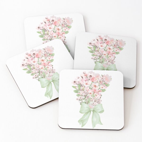 Item preview, Pink and Green Pastel Watercolor Flower Bouquet designed and sold by PrettiPrintts.