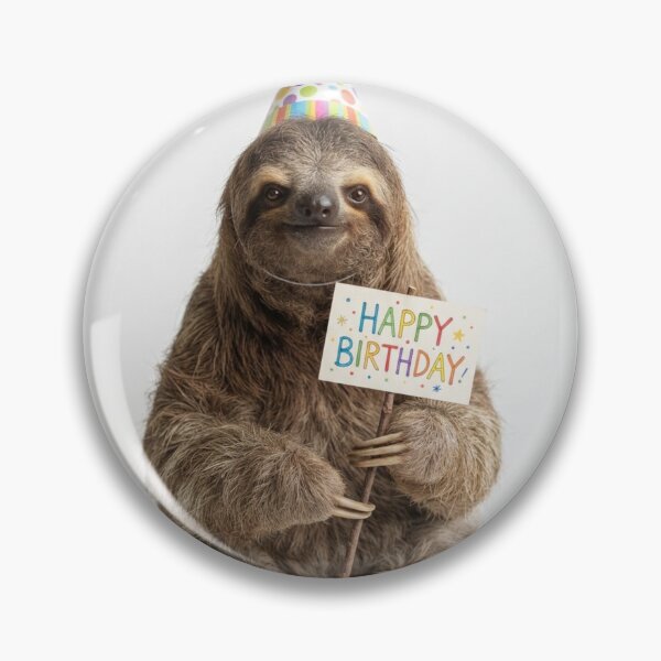 Item preview, Sloth happy birthday placard placards cute kawaii party hat adorable meme memes designed and sold by CheeseBlueprint.