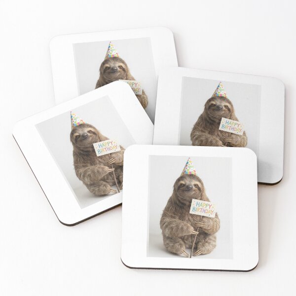 Item preview, Sloth happy birthday placard placards cute kawaii party hat adorable meme memes designed and sold by CheeseBlueprint.