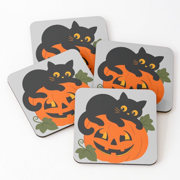 Item preview, Pumpkin Halloween and Black Cat  designed and sold by PurrfectHome.