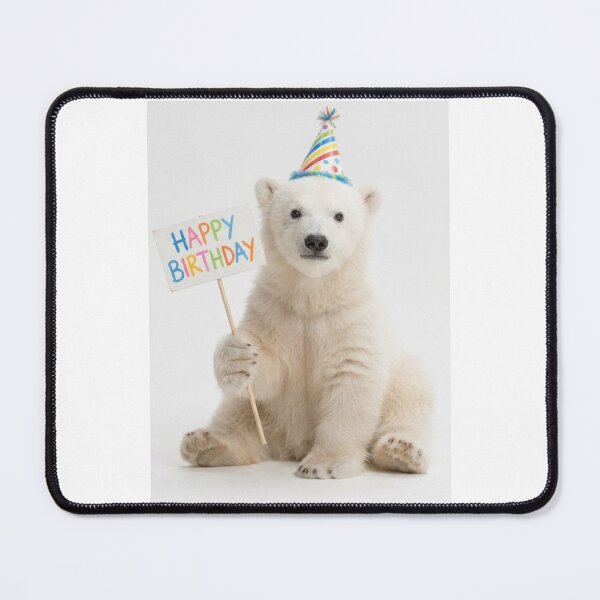 Item preview, Polar bear happy birthday placard placards cute kawaii party hat adorable meme memes designed and sold by CheeseBlueprint.