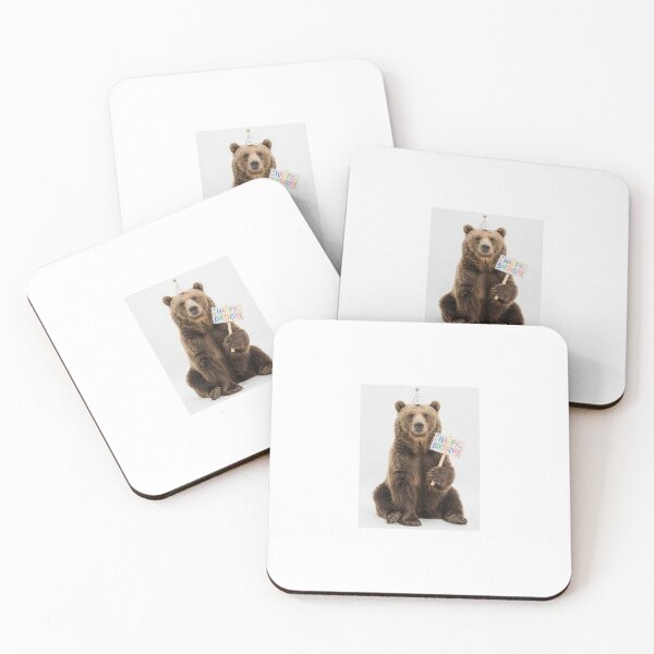Item preview, Bear happy birthday placard placards cute kawaii party hat adorable meme memes designed and sold by CheeseBlueprint.