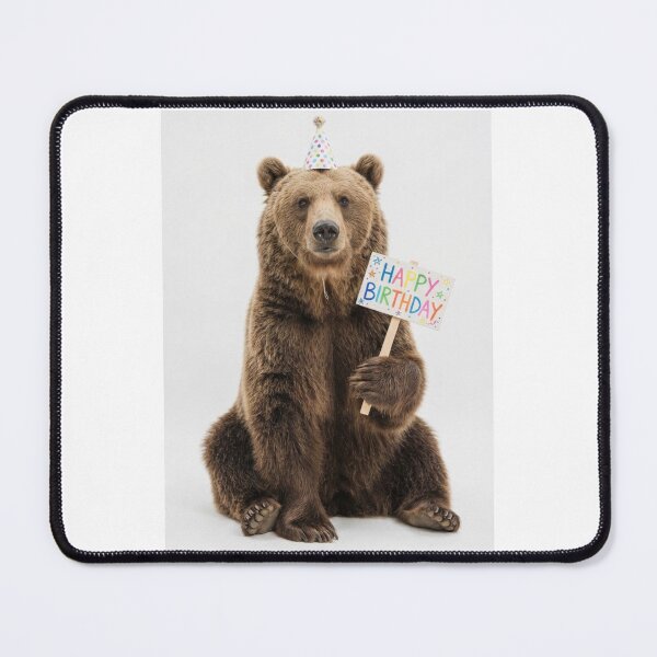 Item preview, Bear happy birthday placard placards cute kawaii party hat adorable meme memes designed and sold by CheeseBlueprint.