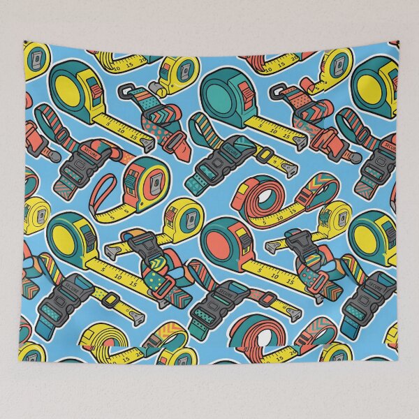 Item preview, Measuring Tapes And Luggage Straps Seamless Pattern Craft Tool Art designed and sold by SplashTastic.