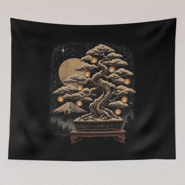 Item preview, Snowy Christmas Bonsai Tree With Festive Lanterns designed and sold by NSB-Design.