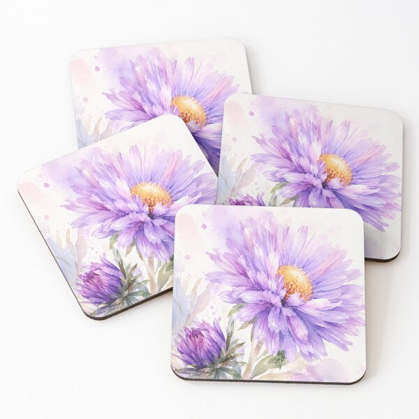 Item preview, Purple Aster Watercolor - Botanical Floral Illustration in Soft Lavender designed and sold by Darlin8888.