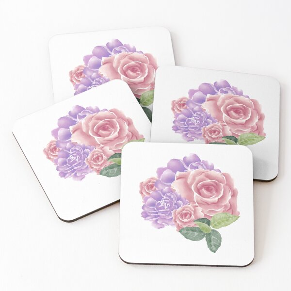 Item preview, Pink and Purple Pastel Watercolor Rose Bouquet designed and sold by PrettiPrintts.