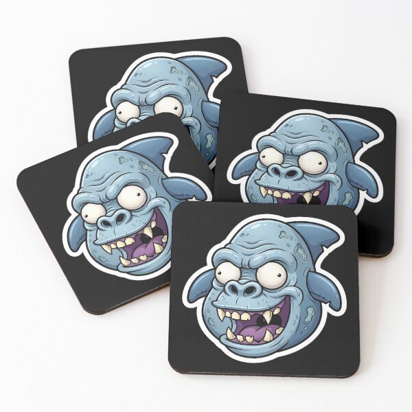Item preview, Zombie Shark Cartoon Sticker | Funny Undead Shark Face | Creepy Cute Monster Ocean Art | Horror Halloween Die Cut Sticker designed and sold by Bhaskar Digital Art.