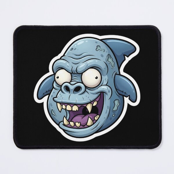 Item preview, Zombie Shark Cartoon Sticker | Funny Undead Shark Face | Creepy Cute Monster Ocean Art | Horror Halloween Die Cut Sticker designed and sold by Bhaskar Digital Art.