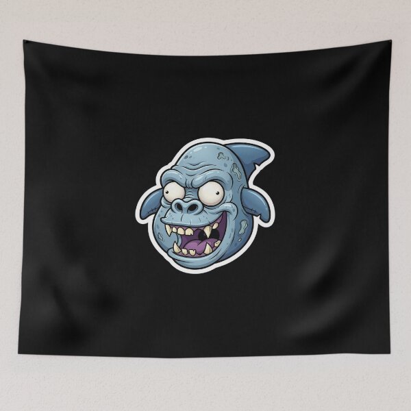 Item preview, Zombie Shark Cartoon Sticker | Funny Undead Shark Face | Creepy Cute Monster Ocean Art | Horror Halloween Die Cut Sticker designed and sold by Bhaskar Digital Art.