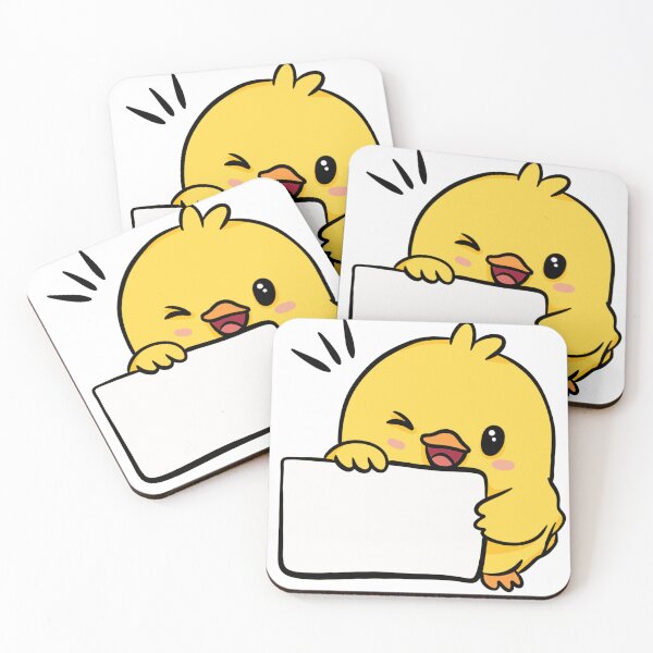 Item preview, Cute Winking Yellow Chick holding Blank Sign | Kawaii Bird Sticker designed and sold by LYAN-STORE.