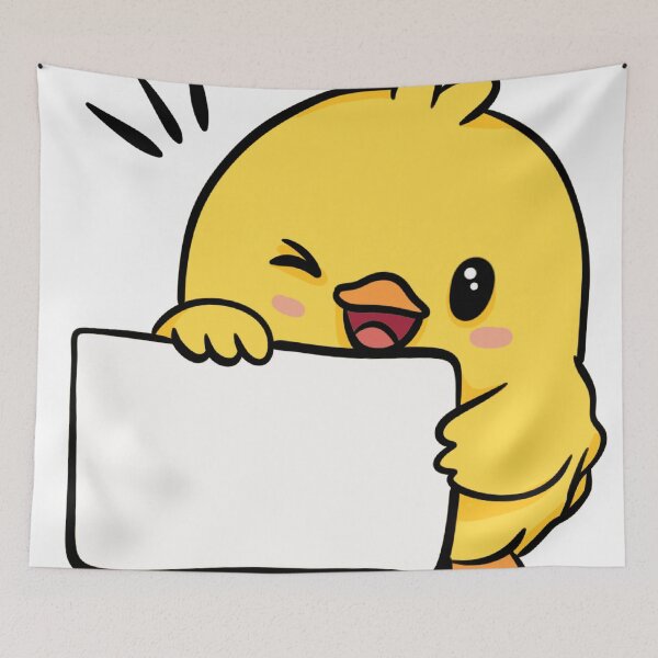 Item preview, Cute Winking Yellow Chick holding Blank Sign | Kawaii Bird Sticker designed and sold by LYAN-STORE.