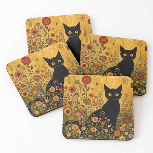 Item preview, Cat Art Print  Klimt  Black Cat In A Garden designed and sold by PurrfectHome.