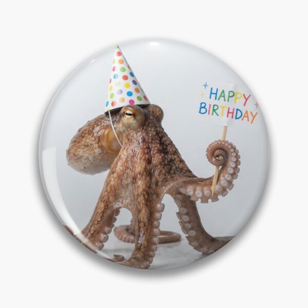 Item preview, Octopus happy birthday placard placards cute kawaii party hat adorable meme memes designed and sold by CheeseBlueprint.