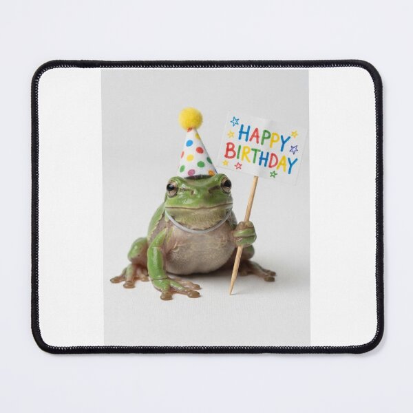 Item preview, Frog happy birthday placard placards cute kawaii party hat adorable meme memes designed and sold by CheeseBlueprint.