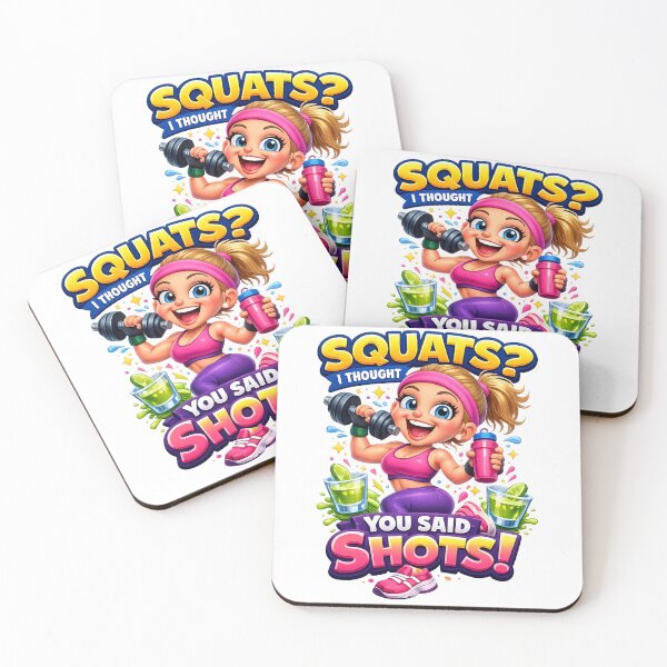 Item preview, Squats? I Thought You Said Shots! Funny Gym T-Shirt | Cute Fitness Girl Workout Graphic Tee | Women's Gym Humor Shirt designed and sold by Sushikidsntod.