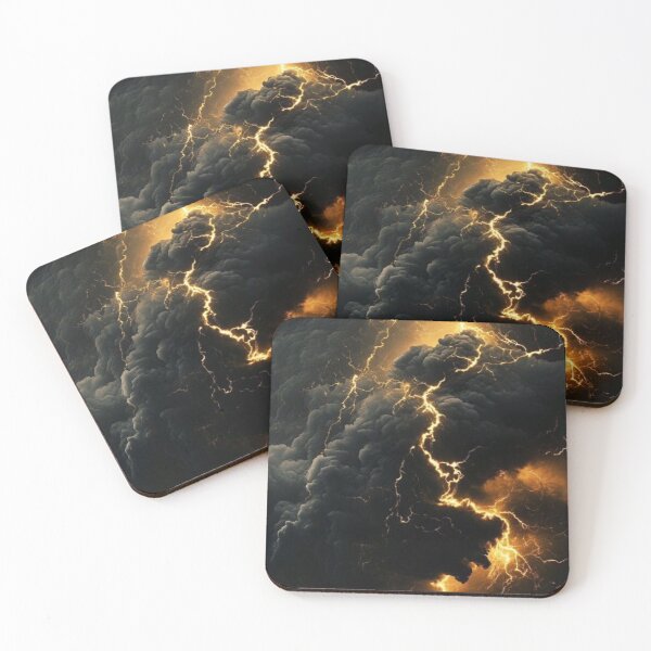 Item preview, Golden Lightning Storm | Dramatic Dark Thunder Clouds designed and sold by LYAN-STORE.