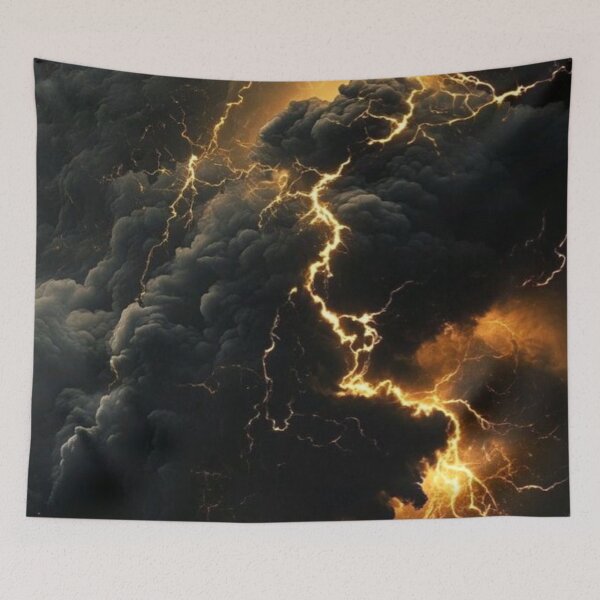 Item preview, Golden Lightning Storm | Dramatic Dark Thunder Clouds designed and sold by LYAN-STORE.