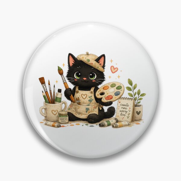 Item preview, Cute Black Cat Artist Painting Sticker designed and sold by AuudiVasustudio.