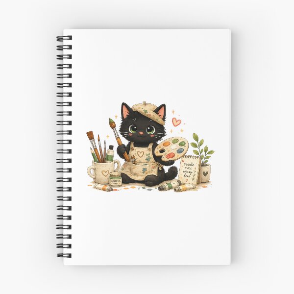 Item preview, Cute Black Cat Artist Painting Sticker designed and sold by AuudiVasustudio.