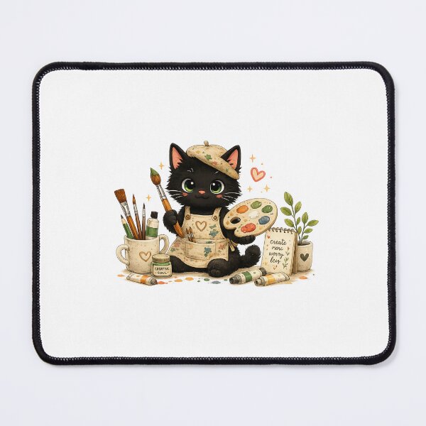 Item preview, Cute Black Cat Artist Painting Sticker designed and sold by AuudiVasustudio.