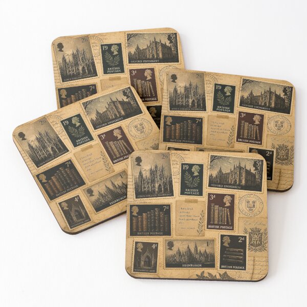 Item preview, Dark Academia Vintage British Stamps Collage | Oxford Cambridge Library Aesthetic designed and sold by lavanya11.