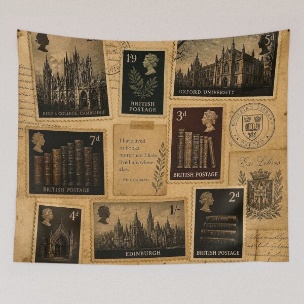 Item preview, Dark Academia Vintage British Stamps Collage | Oxford Cambridge Library Aesthetic designed and sold by lavanya11.