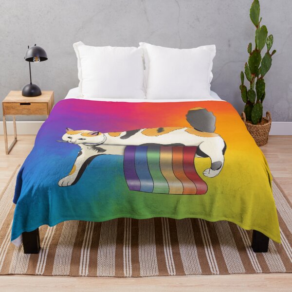 Item preview, cat carrying an LGBTQIA+ pride rainbow flag designed and sold by StudioNunih.