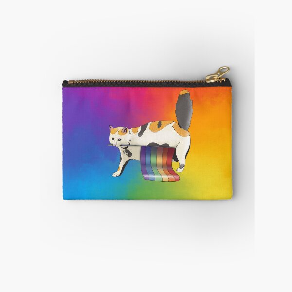 Item preview, cat carrying an LGBTQIA+ pride rainbow flag designed and sold by StudioNunih.