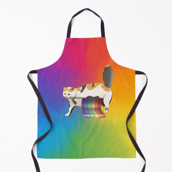 Item preview, cat carrying an LGBTQIA+ pride rainbow flag designed and sold by StudioNunih.