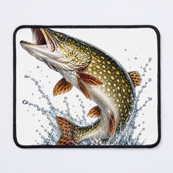 Item preview, Fierce Northern Pike Splashing Art - Freshwater Monster Fish designed and sold by Jaideep Walia.